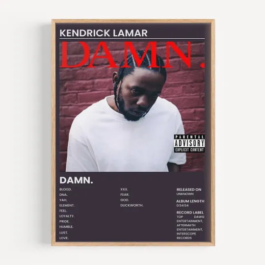 Discover Kendrick - Damn Album Cover Autographed Art Poster Print.