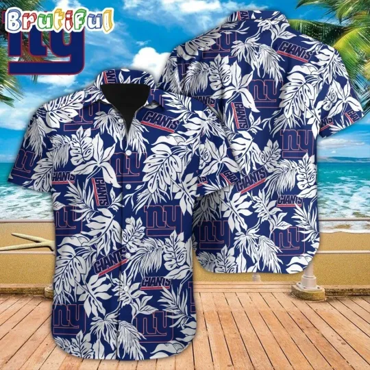 Discover New York Football Giantss Team Hawaiian Shirt Short Sleeve Adult