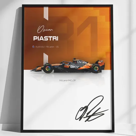 Discover Oscar Piastri - Australia 2025 Formula 1 Motorsport Autographed Art Poster Print