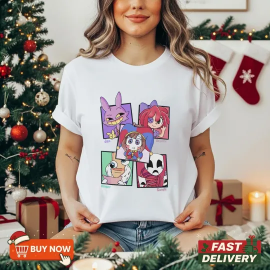 Discover The Amazing Digital Circus Shirt, Pomni Jax Ragatha Kinger Gangle Tee