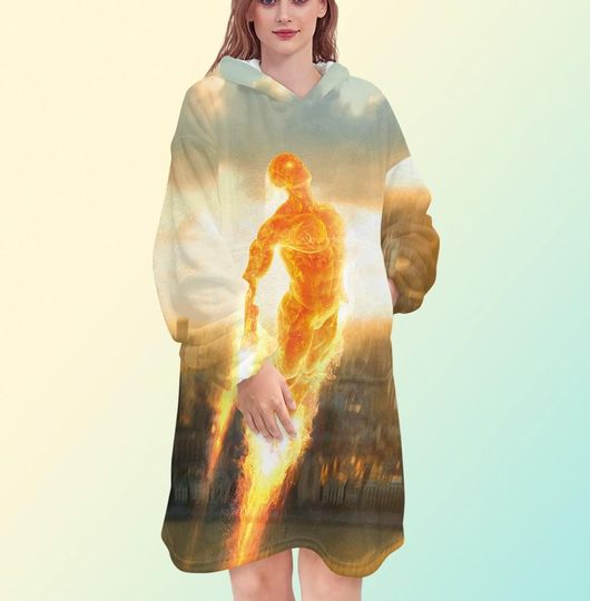 Discover Fantastic 4 Human Torch blanket hoodie, oversize fleece sweatshirt, Unisex