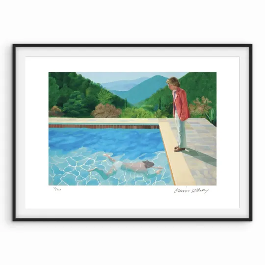 Discover David Hockney Signed - Dive In, Pool with Two Figures, Certificate