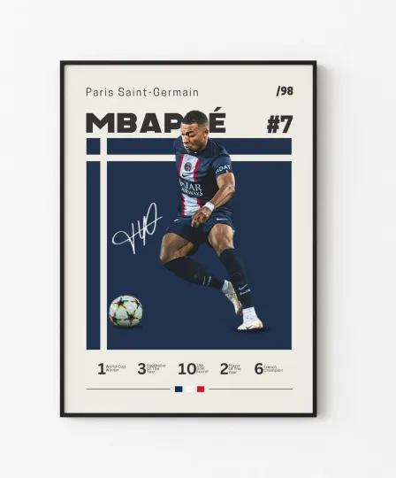 Discover Mbappe PSG FC Autographed Art Poster Prints. Great Gift!