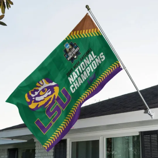 Discover LSU Tigers Baseball 3D House Flag Champion 2025