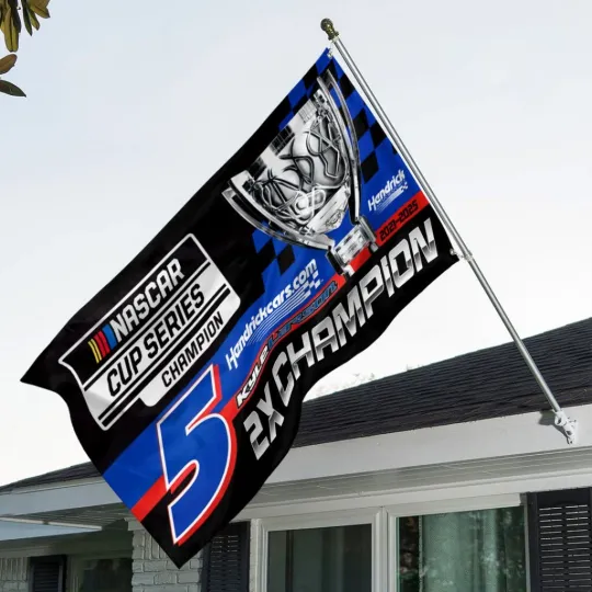 Kyle Larson 2025 NASCAR Cup Series Champion 3D Double-Side House Flag