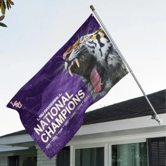 Discover LSU Tigers Baseball 3D House Flag Gift for fans