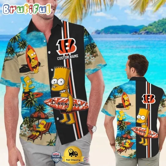 Discover Custom Name Cincinnati Football Team Bengalss Special Bart Simpson Tropical Hawa