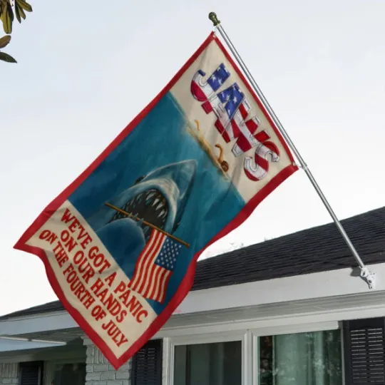 Jaws 3D House Flag