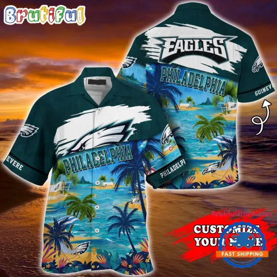 Discover Philadelphia Football Team Eagless Palm Tree Hot Summer Hawaiian Shirt