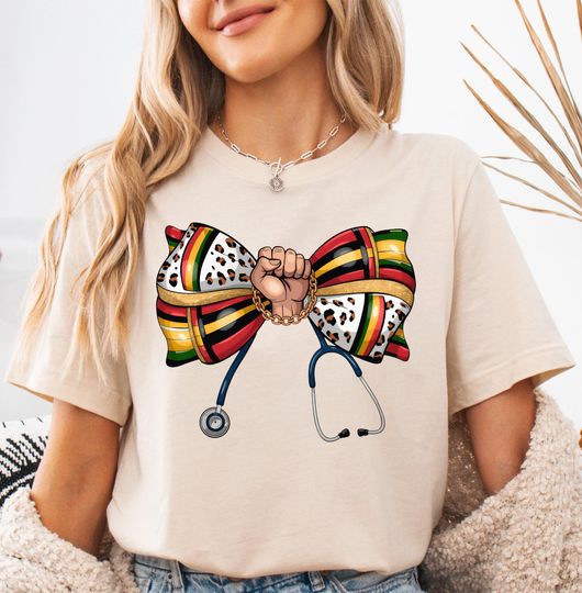 Discover Coquette Bow Black Nurse Shirt, Black History Month T-shirt, Stethoscope Coquette Bow, Black Lives Matter Tee, Human Rights Tees