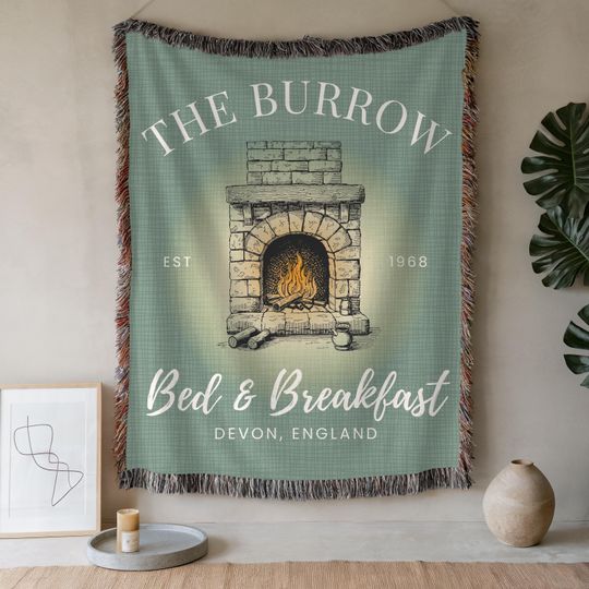 Discover The Burrow Book Blanket, Fantasy Woven Wall Hanging, Magic Bed & Breakfast Large Tapestry, Wizard World Textile Wall Art, Book Lover Gift