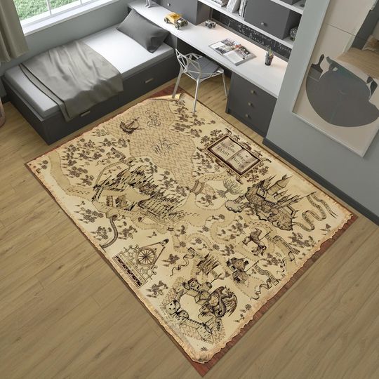 Discover Wizarding World Map,Witchcraft School Rug,Harry Rug,Magic Rug,Map Rug,Wizardry Carpet,Movie Rug,Popular Rug,Movie Decor,Area Rugs,Custom Rug