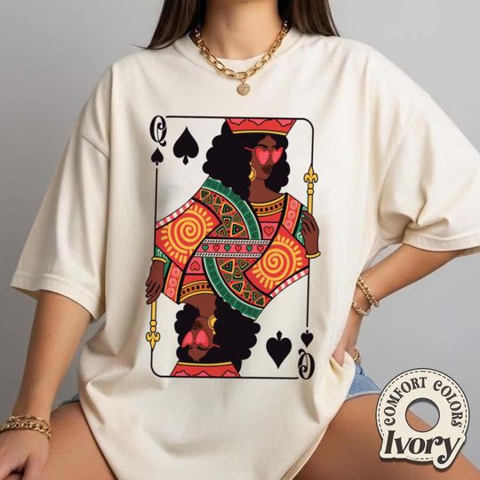Discover Queen Of Spades Card Comfort Colors T-Shirt, Black Woman Shirt, African American Pride Tee, Black History Month Gift for Women