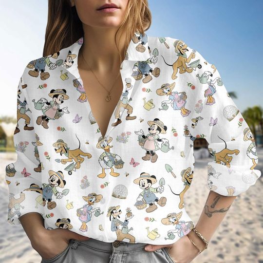 Discover Disney Epcot International Flower and Garden Festival 2026 Blouse Shirt, Mickey And Friends Figment Dragon Gardener Shirt, WDW Trip