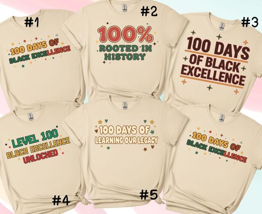 Black History 100 Days Shirt Bundle | 100 Days of Black Excellence Shirts | Black History Teacher Shirt | School 100th Day Celebration Tee