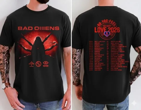 Discover Vintage Bad Omens Tour 2026 Two-Sided Graphic T-Shirt – Alt Rock Band Unisex Tee