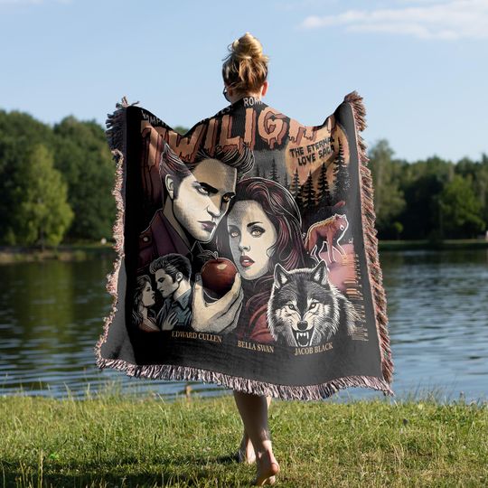 Twilight Woven Blanket Retro Vintage, Twilight Fans Homage Tapestry, Gift For Book Lover Twilight Saga Comic Retro, Twilight Gift