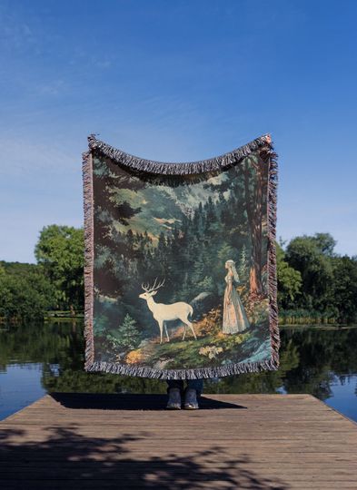 Discover TOG Woven Blanket fantasy romance & Stag Tapestry Bookish Gift for Readers | Cozy Reading Blanket | TOG Merch