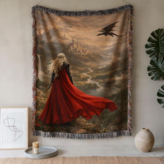 Discover Throne Of Glass Woven Blanket, Manon And Abraxos Throw, Aelin Galathynius Gift, Fantasy Book Decor, Cozy Reading Blanket For Book Lovers