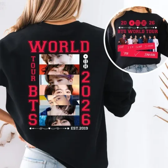 Discover Two-Sided BTS World Tour 2026 T-Shirt – Concert Fan Shirt - Retro Style K-Pop