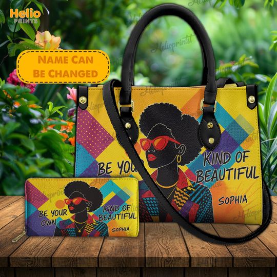 Discover Personalized Black Queen Leather bag, Black Woman Handbag, Afrocentric Patchwork Bag, Custom Bag, Gift For Her