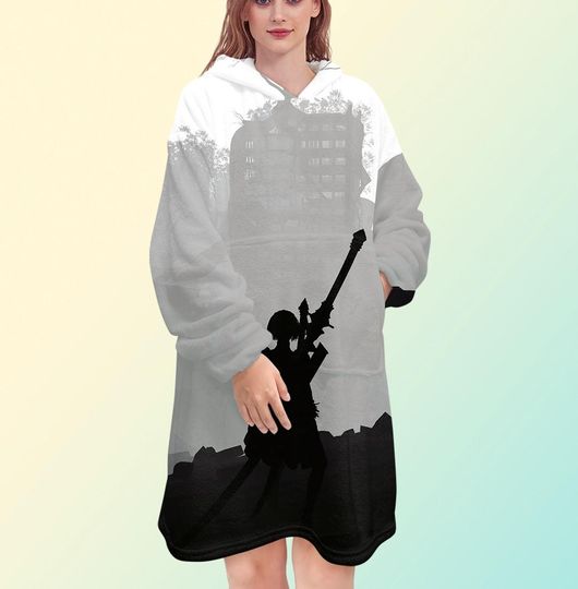 Discover NieR Automata blanket hoodie, anime oversize fleece sweatshirt, Unisex