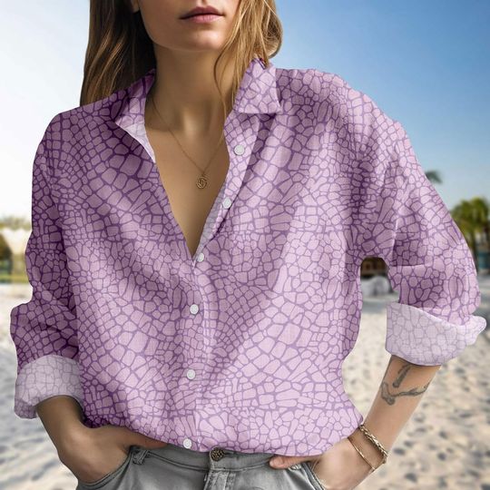 Discover Randall Cosplay Linen-Look Shirt, Monsters Inc Costume Blouse Shirt, Lizard Villain Cosplay Shirt, Purple Cartoon Character Shirt