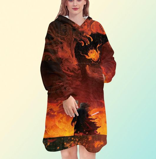 Discover Lord of the Rings - Gandalf vs Balrog blanket hoodie, oversize fleece sweatshirt, Unisex
