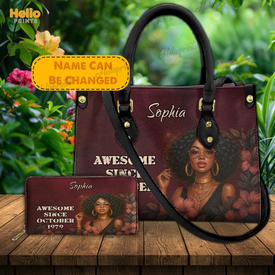 Discover Personalized Birthday Queen Bag, Customize Handbag, Afro Woman PU Leather Handbag, Birthday Gift, Black Queen Purse, Gift For Her