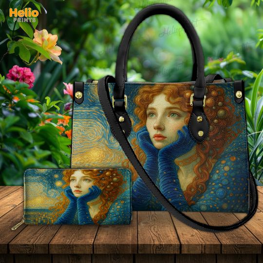 Discover Dreamy Girl Art Handbag: Van Gogh Style PU Leather Bag