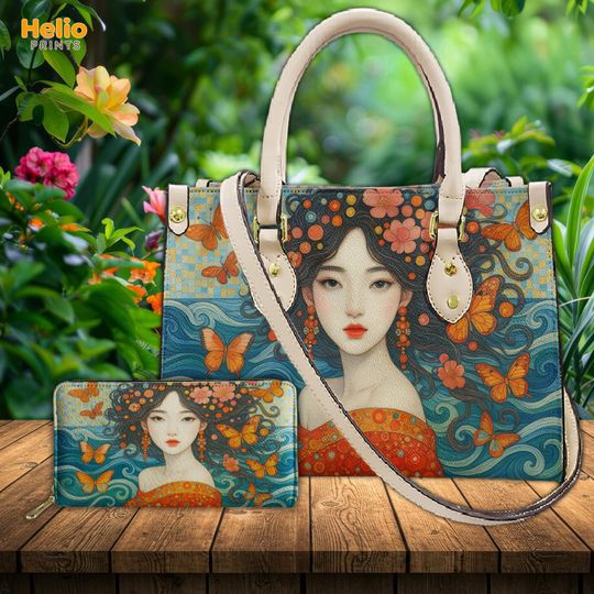 Discover Japanese Geisha Art Handbag: Elegant Butterfly Design PU Leather Bag