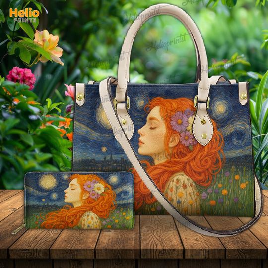 Discover Starry Night Vegan Leather Handbag: Redhead Art Bag