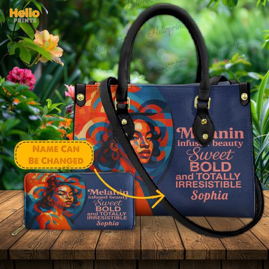 Discover Custom Melanin Queen Handbag, Black Queen Bag, Afro Woman Portrait Tote Bag