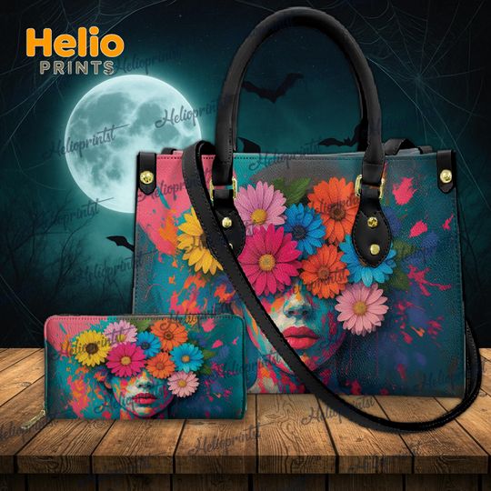 Discover Floral Art Vegan Leather Handbag: Vibrant Boho Festival Bag