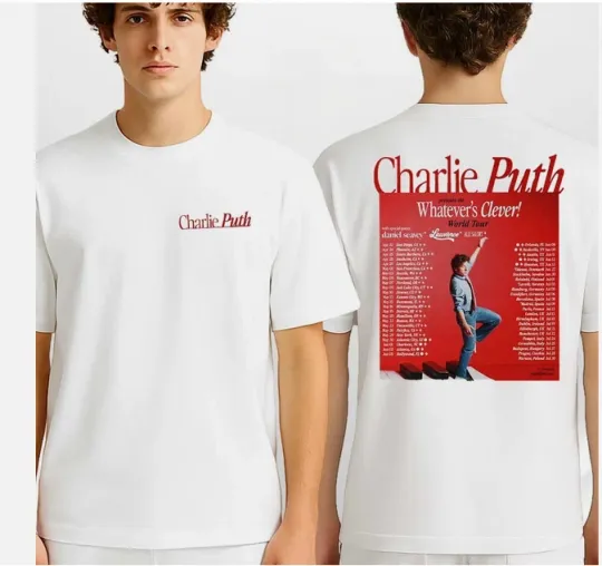 Discover Charlie Puth Whatever’s Clever World Tour 2026 Vintage Concert Two Sides T-Shirt
