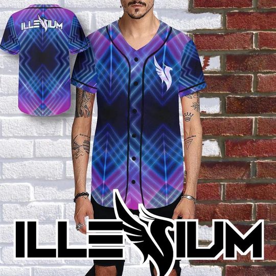 Discover Personalized Illenium Holographic Festival Jersey, Button-up Rave outfit for Men Women Unisex Jersey