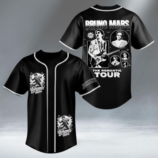 Discover Custom The Romantic Concert Baseball Jersey, 2026 World Tour Dates, Vintage Front Back Music Tee For Pop Soul Fans, Mars Romantic Tour Shirt