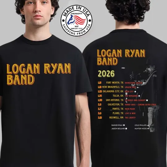 Discover Logan Ryan Band 2026 Tour Texas Oklahoma T-Shirt