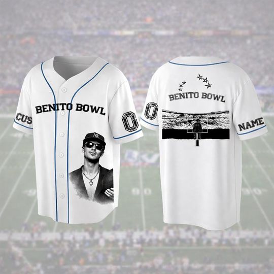 Benito Bowl Custom Baseball Jersey Shirt, Personalized Streetwear Jersey, Unisex Button-Up Baseball Shirt, Gift for Music Fans