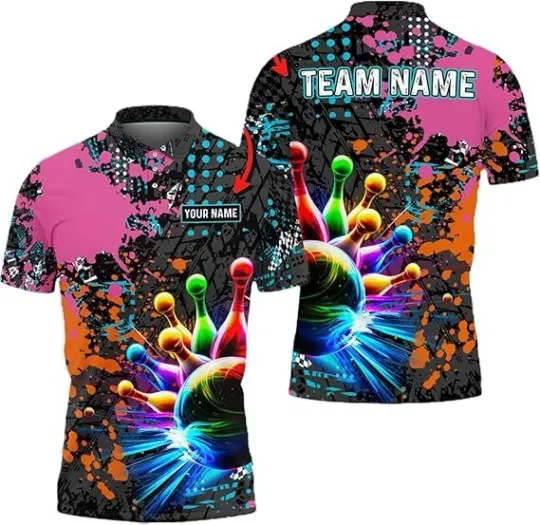 Discover Personalized  Name Bowling Polo Shirt For Men