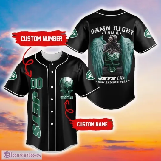 Discover New York Jets Damn Right Skull football Baseball Jersey Shirt Custom