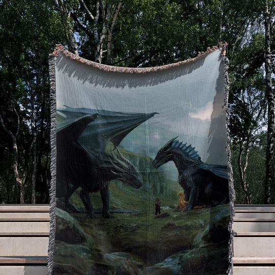 Fourth Wing Woven Throw Blanket Dragon Rider Gift Inspired by Basgiath War College Bookish Home Decor Fantasy Reader Merch
