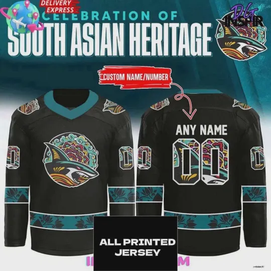 Discover Custom San Jose Sharks South Asian Heritage Hockey Shirt
