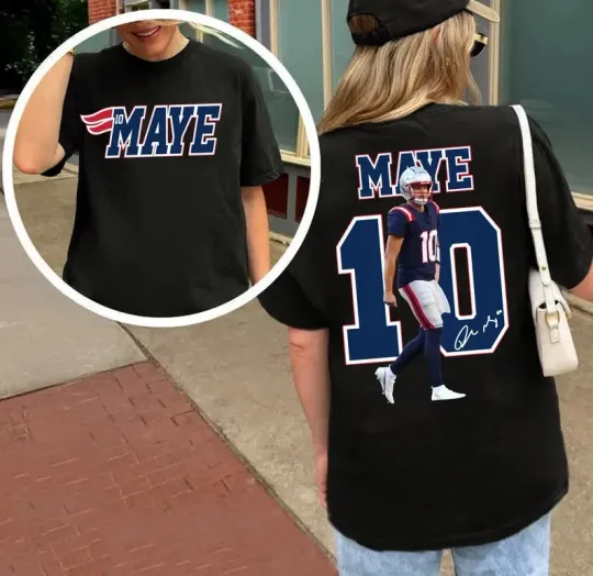 Discover New England Patriots Drake Maye Super Bowl 2026 black 2 side shirt VK08929