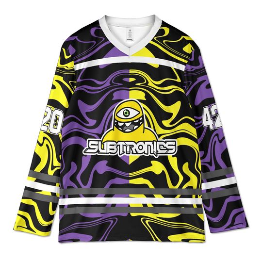 Discover Subtronics Rave Jersey, Bass Music Hockey Shirt, Trippy Swirl EDM Festival Outfit
