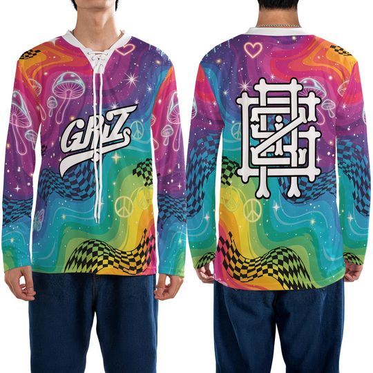Discover Griz Rave Jersey, Rainbow Hockey Shirt, Psychedelic Bass Music Festival Outfit