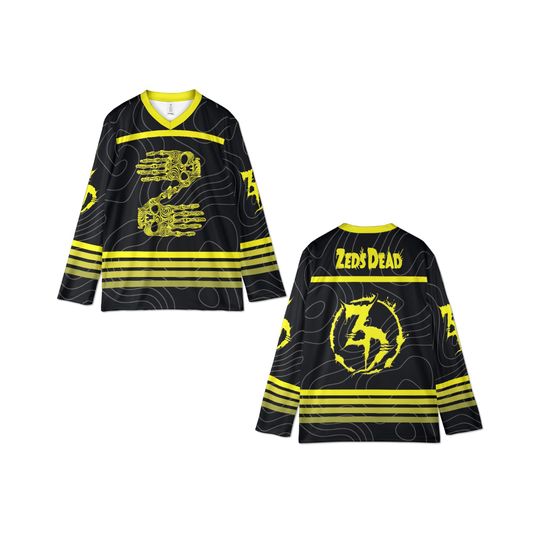 Discover Zeds Dead Rave Jersey, Bone Hand Hockey Shirt, Dark Bass Festival Outfit