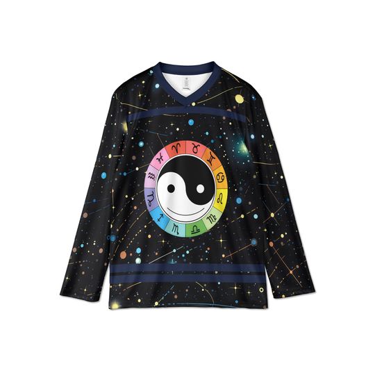 Discover Griz Rave Jersey, Zodiac Yin Yang Hockey Shirt, Cosmic Vibes EDM Festival Outfit