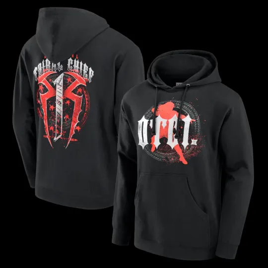 Mens Wrestling Roman Reigns OTC1 Tribal Chief Black Double Sided Hoodie