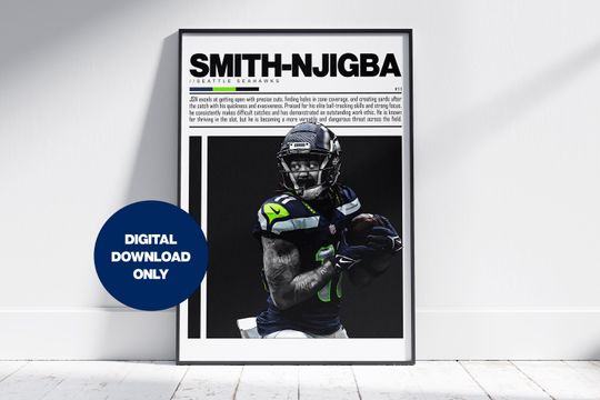 Discover Jaxon Smith-Njigba Digital Poster  Football Sports Wall Art, football Bedroom or Office Decor, Printable Download